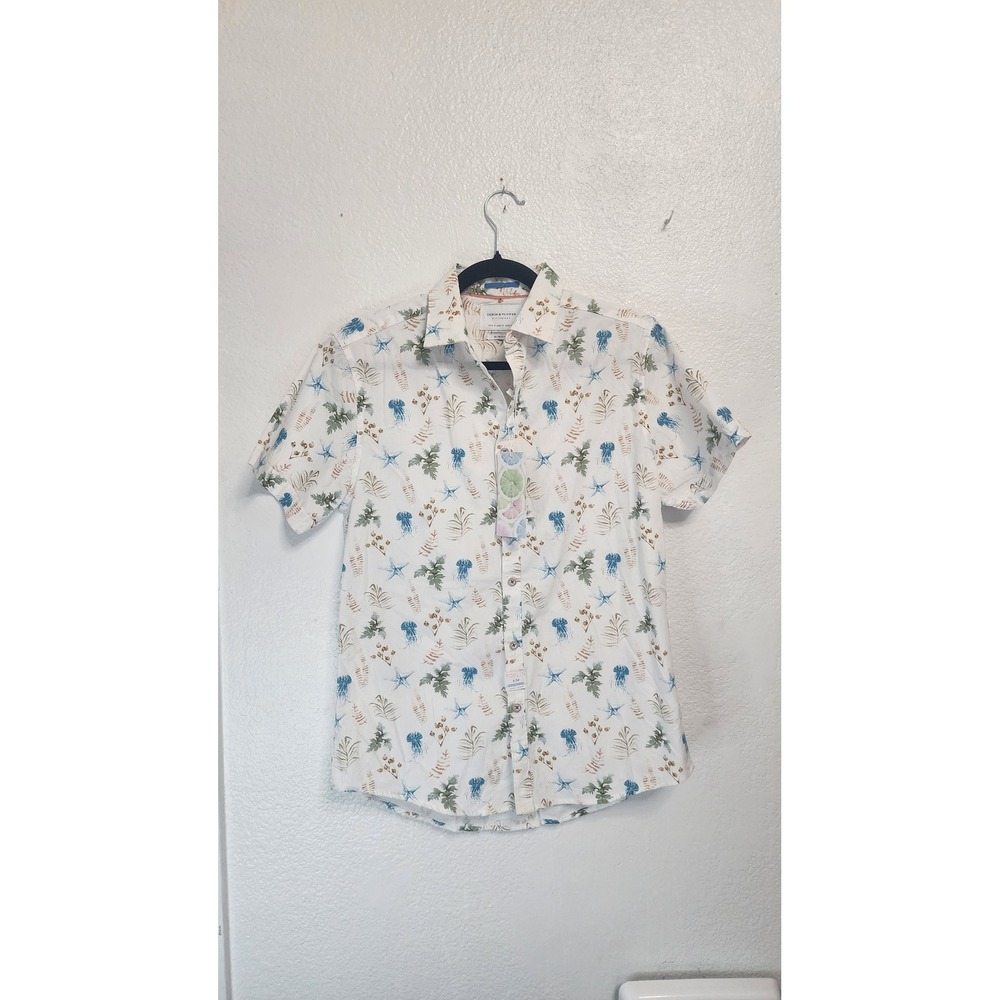 Denim & Flower Button Down Shirt Womens S‎ White Coastal NWT